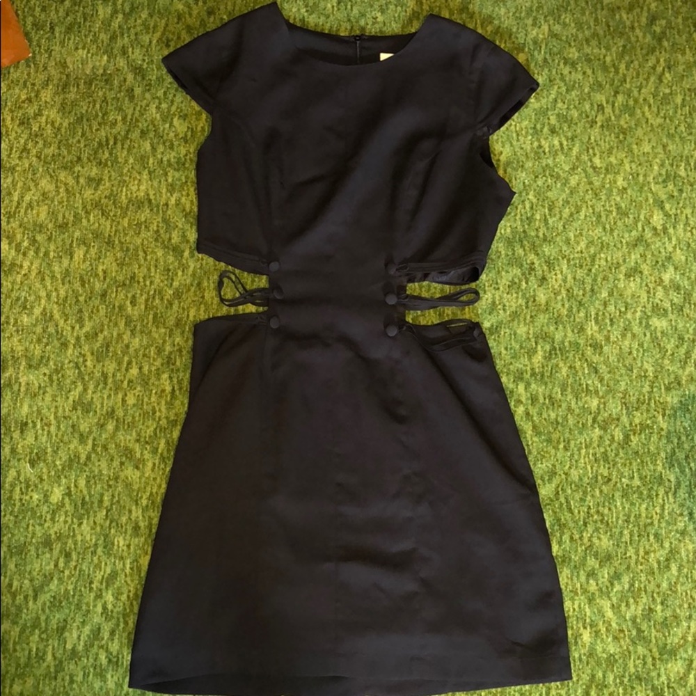 Black military style shift dress